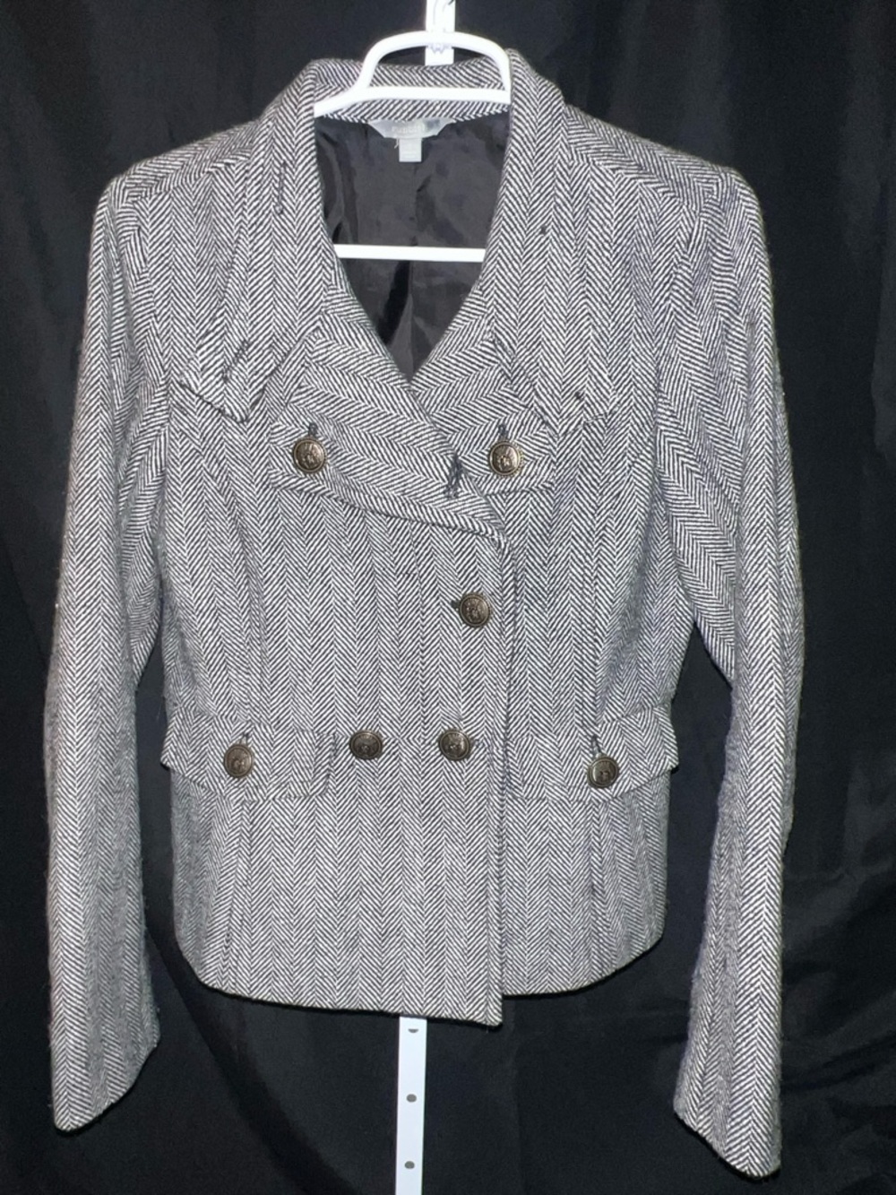rubbish brand Woven Herringbone Double-Breasted Women's Jacket - Gray Size L